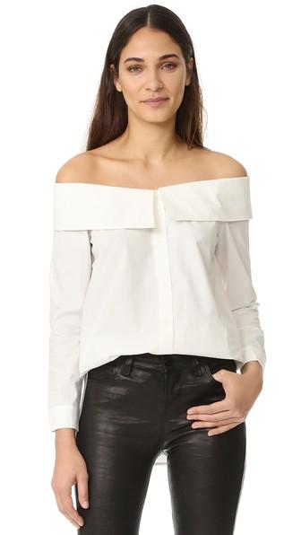Re:named Re: Named Collared Off Shoulder Shirt