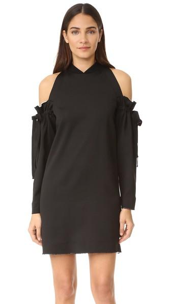 Dkny Cold Shoulder Dress With Raw Edges