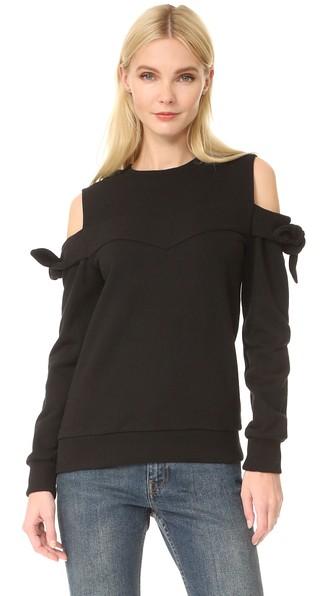 Sjyp Off Shoulder Ribbon Sweatshirt