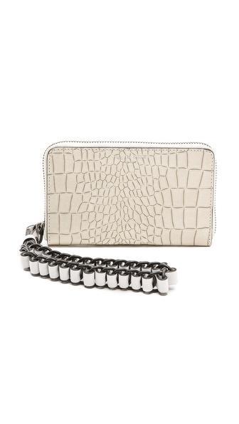 Rag & Bone Devon Mobile Zip Wallet - White Croc