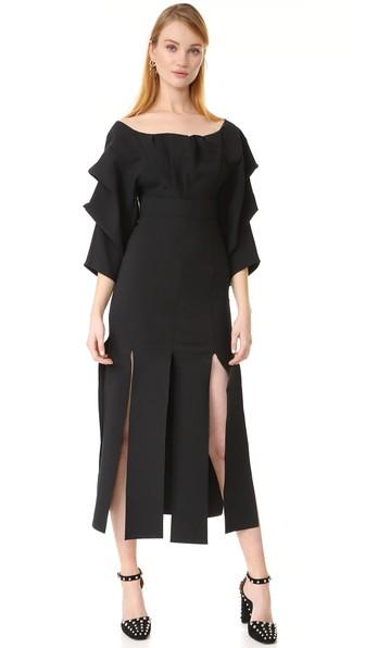 A W A K E Draped Sleeve Dress