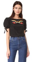 Olympia Le Tan Grape Ape Short Sleeve Blouse