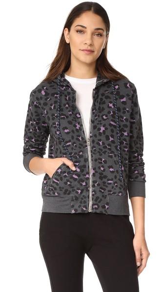 Sundry Leopard Zip Hoodie