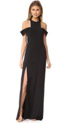 Halston Heritage Cold Shoulder Round Neck Gown