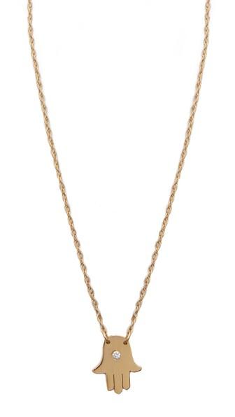 Jennifer Zeuner Jewelry Mini Hamsa Diamond Necklace