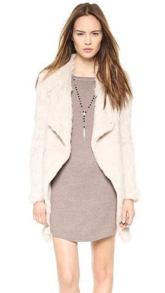 June Knit Fur Coat - Putty
