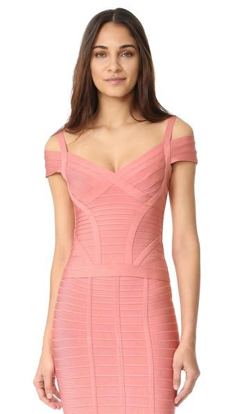 Herve Leger Lenore V Neck Top