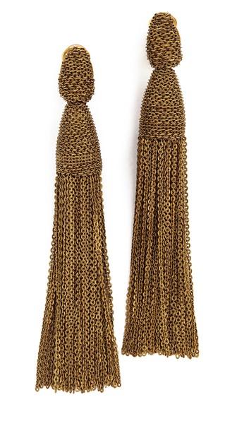 Oscar De La Renta Long Chain Tassel Earrings