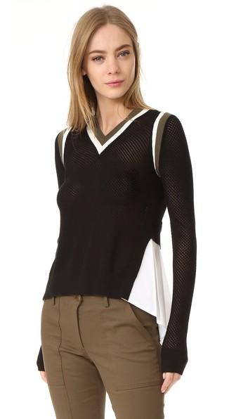 Veronica Beard Studio Mix Media Mesh Sweater