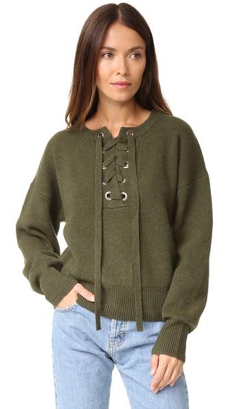 Endless Rose Lace Up Sweater - Kaki