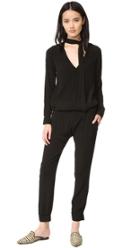 Monrow Tie Front Long Sleeve Jumpsuit