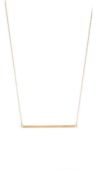 Jennifer Zeuner Jewelry Horizontal Bar Necklace With Diamond - Yellow Gold