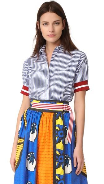 Stella Jean Short Sleeve Striped Shirt