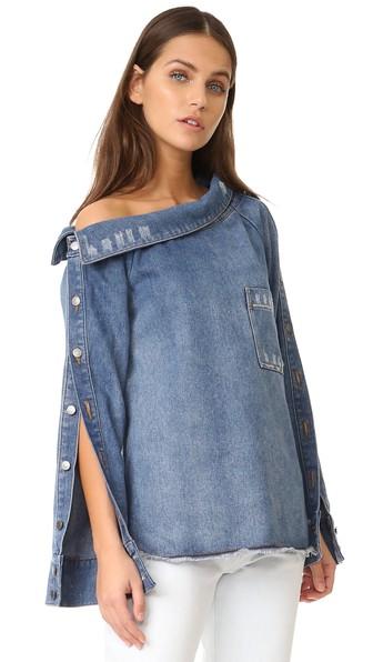Robert Rodriguez Denim One Shoulder Top