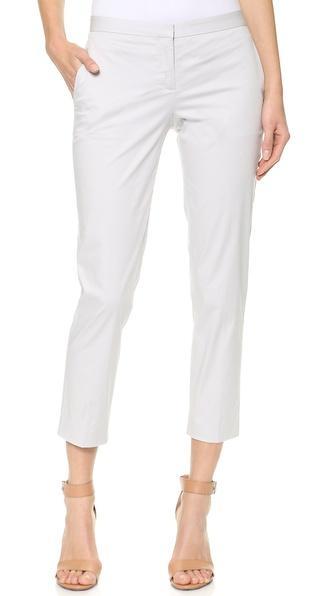 Theory Summer Twill Cropped Pants - Cement