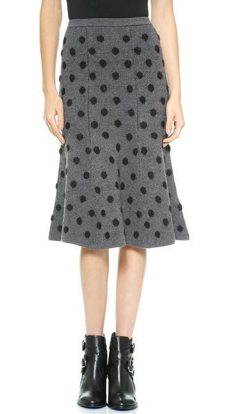 Thakoon Addition Polka Dot Flare Skirt - Charcoal/black