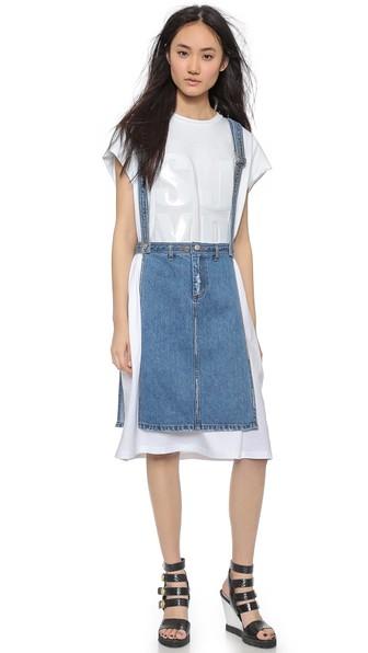 Sjyp Open Side Denim Apron Skirt