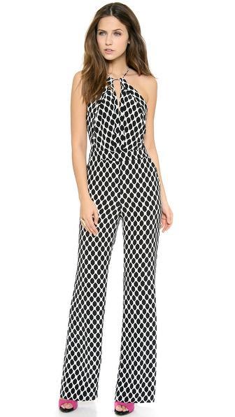 Diane Von Furstenberg Ireland Halter Jumpsuit - Jungle Diamond Black