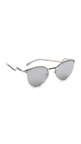 Fendi Iridia Rimless Bottom Sunglasses - Palladium/silver Mirror