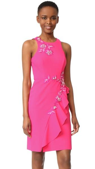 Marchesa Notte Draped Cocktail Dress