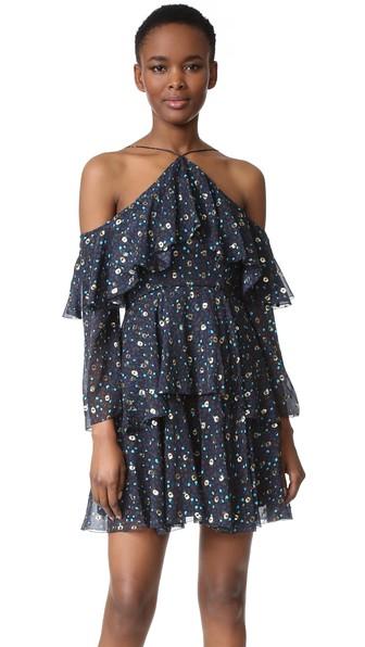 Cynthia Rowley Leopard Print Cold Shoulder Dress