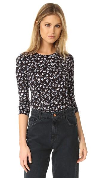 Rebecca Taylor Midnight Floral Long Sleeve Tee