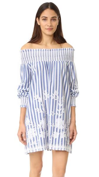 Juliet Dunn Off The Shoulder Striped Dress