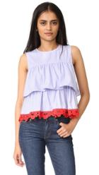 English Factory Sleeveless 2 Tier Ruffle Top