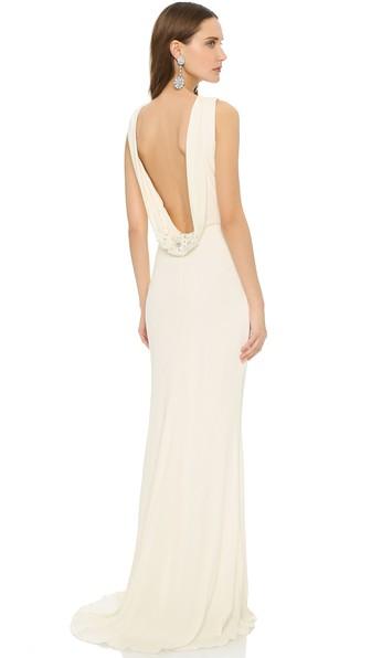 Badgley Mischka Collection Cowl Back Gown