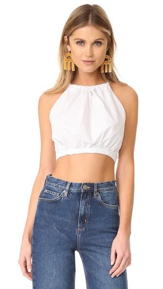La Vie Rebecca Taylor Sleeveless Poplin Crop Top