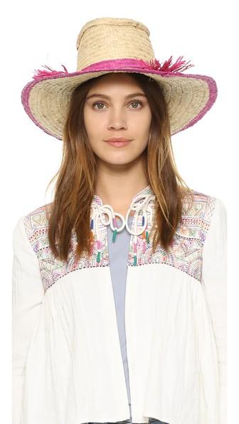 Indego Africa Woven Hat - Natural & Pink