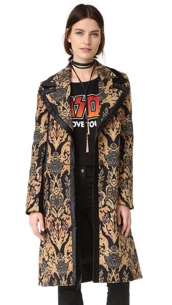 Free People Jacquard Blocked Coat