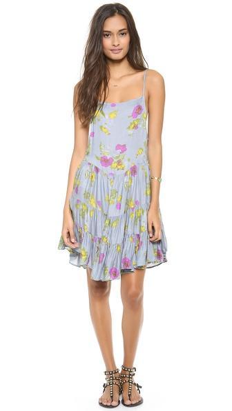 Free People Circles Of Flowers Print Slip Dress - Sky Combo