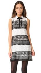 Alice Olivia Hilly Collared Flare Dress With Bow