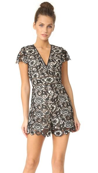 Alice Olivia Tinsley Deep V Neck Romper