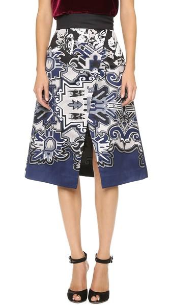 Tibi Tapestry Wrap Skirt - Blue Multi