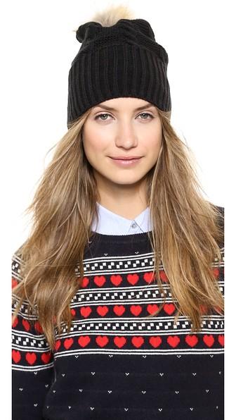 Plush Fleece Lined Hat With Pom Pom