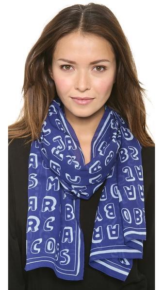 Marc By Marc Jacobs Dynamite Logo Scarf - Mineral Blue Multi