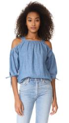 Madewell Cold Shoulder Top With Tie Sleeves