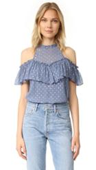 Rebecca Taylor Metallic Open Shoulder Top