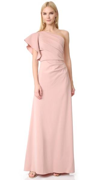 Monique Lhuillier Bridesmaids One Shoulder Gown