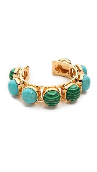Tory Burch Tacher Cuff Bracelet - Turquoise Combo/shiny Brass