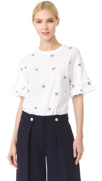 Victoria Victoria Beckham Ruffle Sleeve Tee