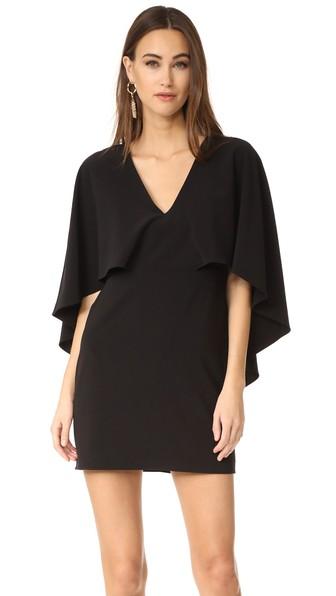 Halston Heritage V Neck Crepe Dress With Cape