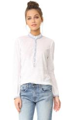 La Vie Rebecca Taylor Long Sleeve Henley With Stripes