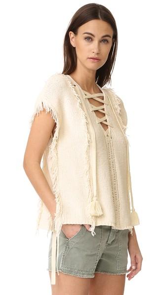 Pam Gela Fringe Baja Sweater