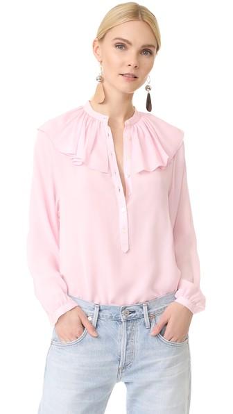 Robert Rodriguez Silk Ruffle Neck Blouse