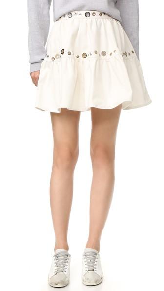 Kenzo White Denim Eyelet Skirt