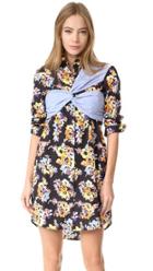 Msgm Floral Printed Dress With Poplin Detail