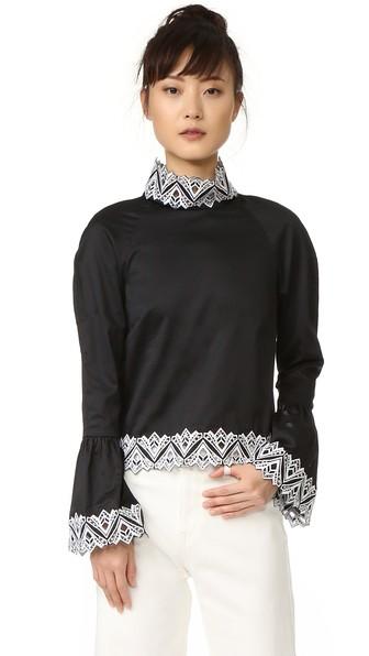 Jonathan Simkhai Embroidered Mock Neck Top